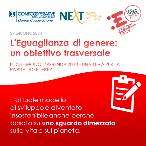Eguaglianza di genere: giovedì l’incontro con Confcooperative FVG e NeXt
