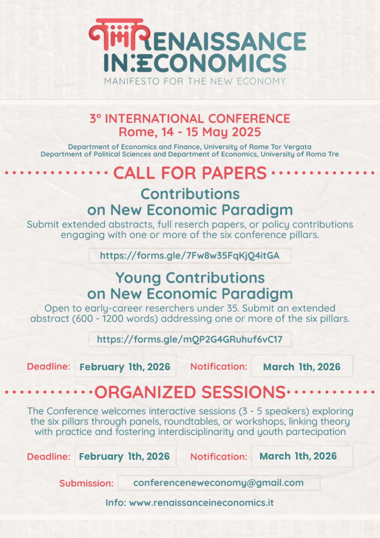 Flyer CALL FOR PAPERS_Renaissance in Economics 14-15 May Rome 2026 V2-2_page-0001 call for papers